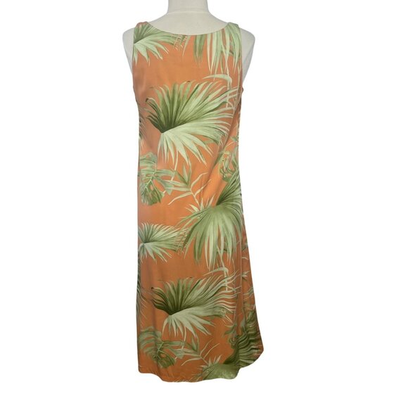 Hilo Hattie Hawaiian Dress Size Medium Orange Green Sleeveless Tropical Leaf - Picture 2 of 7